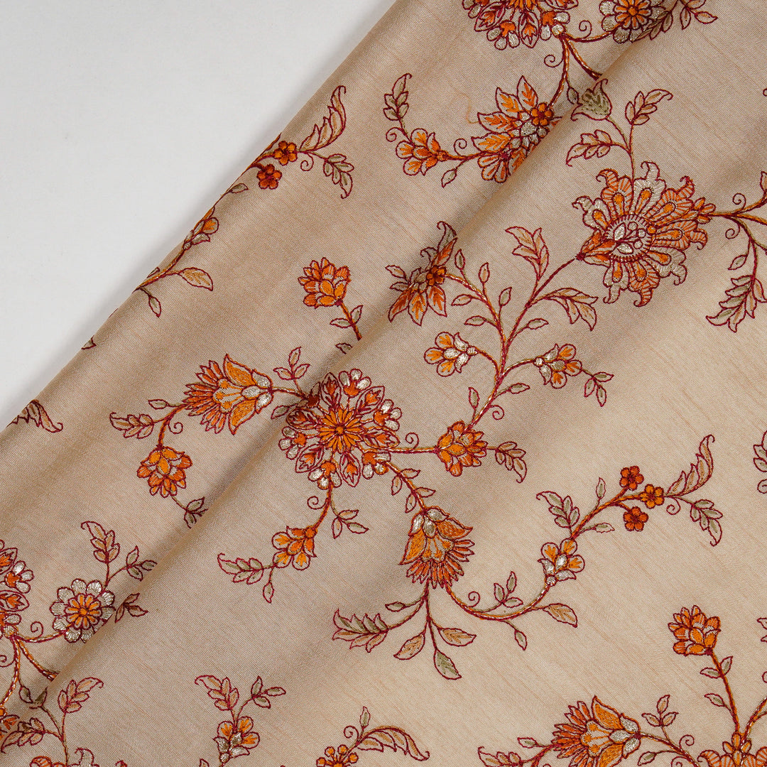 Kriti Jaal on Beige Dola Silk Embroidered Fabric