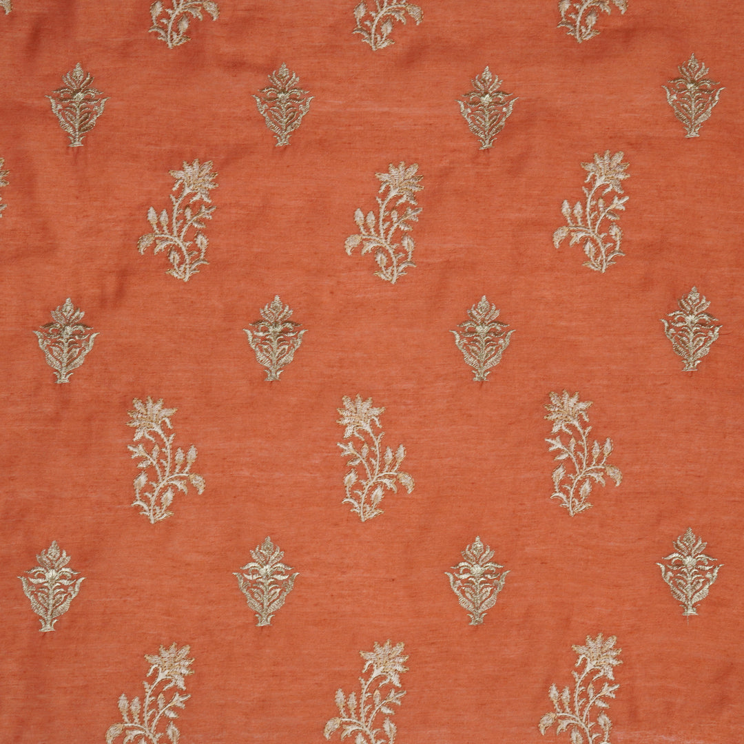Reeha Buta on Gajari Munga Silk Embroidered Fabric