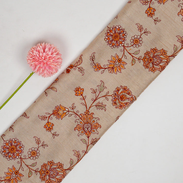 Kriti Jaal on Beige Dola Silk Embroidered Fabric