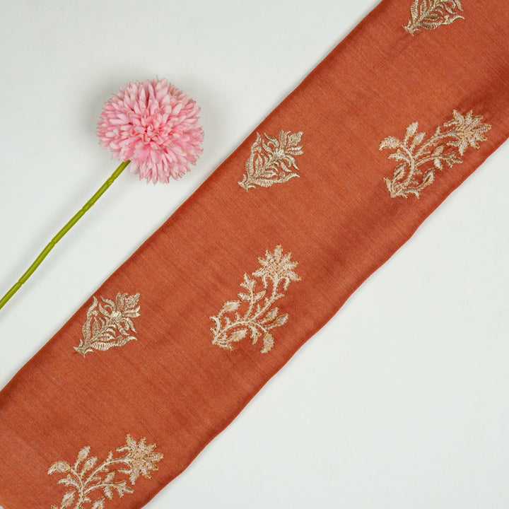 Reeha Buta on Gajari Munga Silk Embroidered Fabric