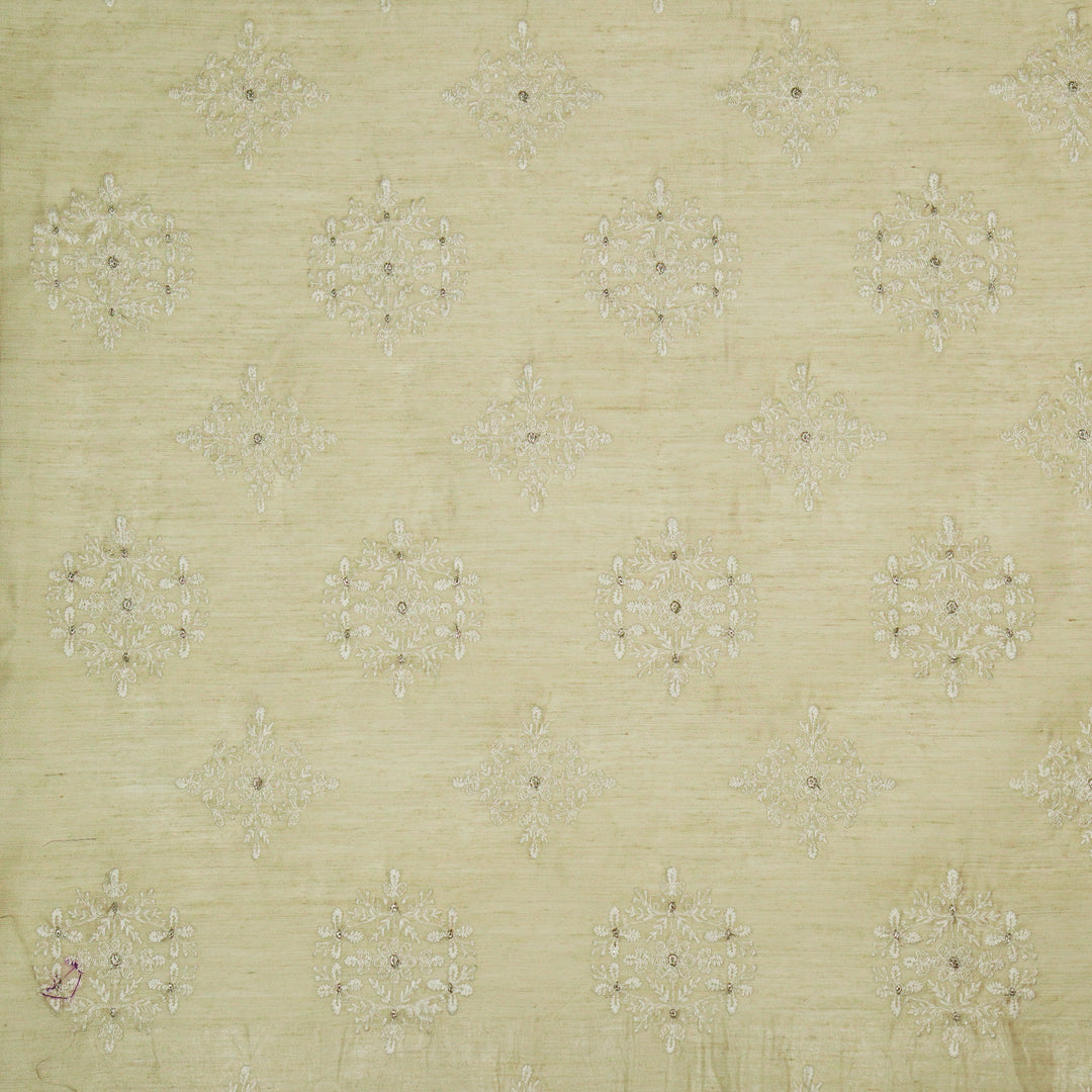 Raima Buta on Natural Munga Silk Embroidered Fabric