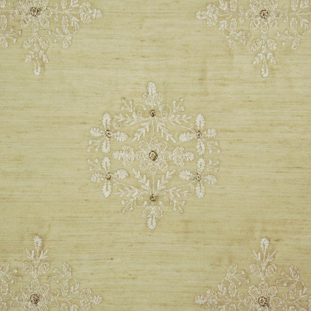 Raima Buta on Natural Munga Silk Embroidered Fabric