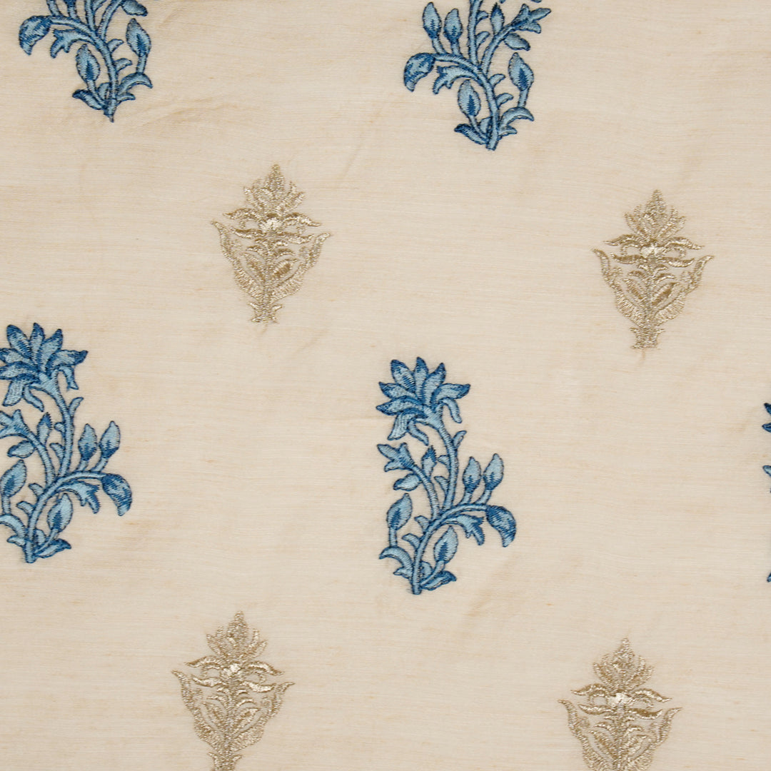 Reeha Buta on Natural Munga Silk Embroidered Fabric