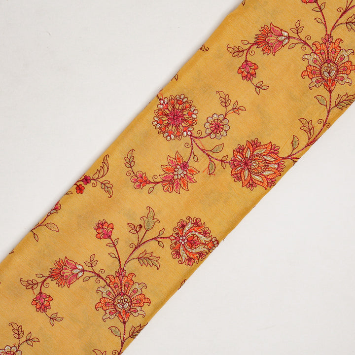 Kriti Jaal on Mustard Dola Silk Embroidered Fabric