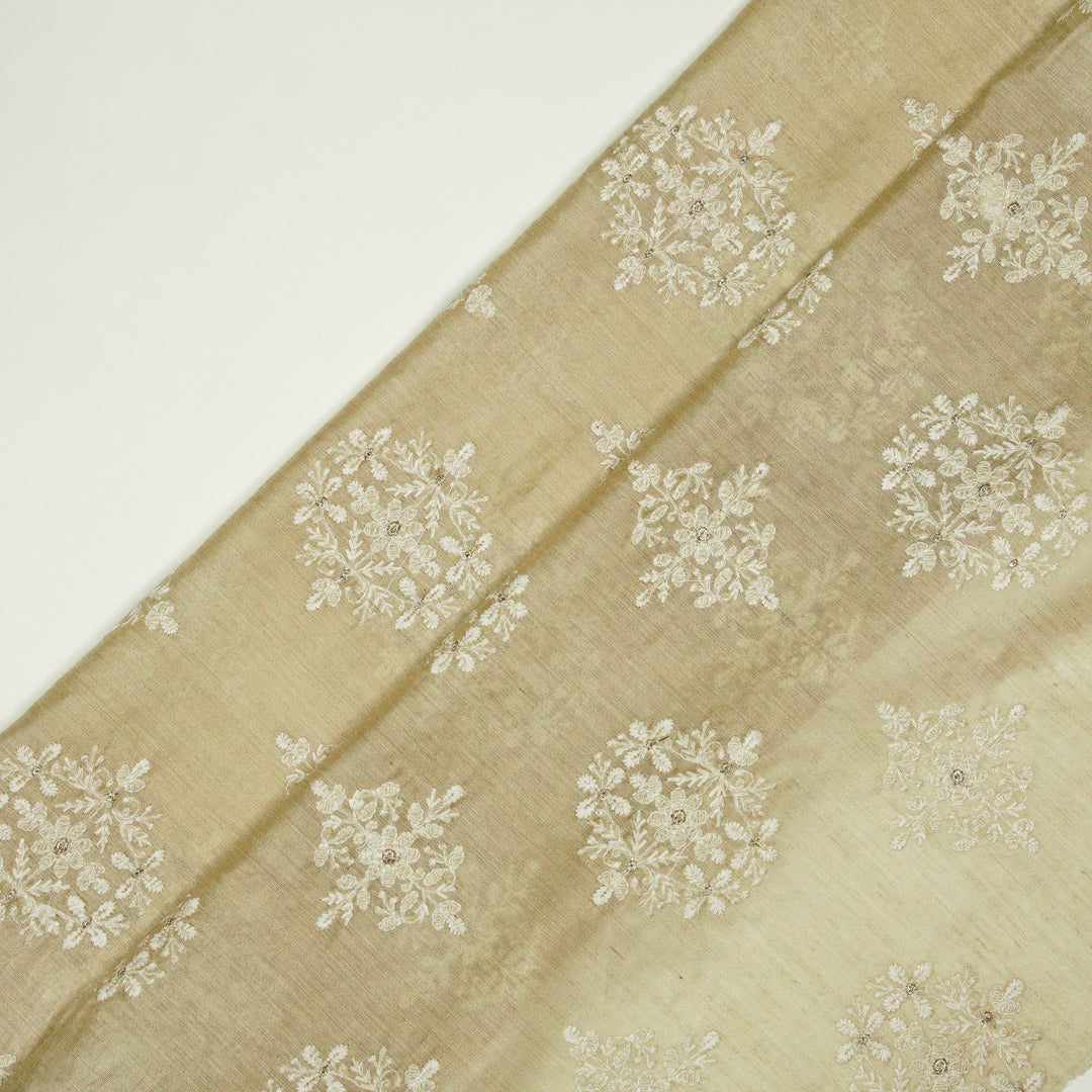 Raima Buta on Natural Munga Silk Embroidered Fabric