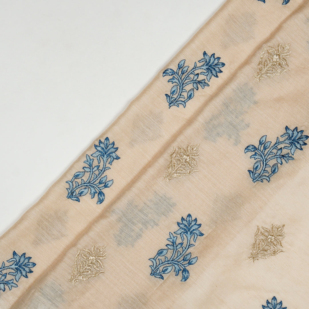 Reeha Buta on Natural Munga Silk Embroidered Fabric