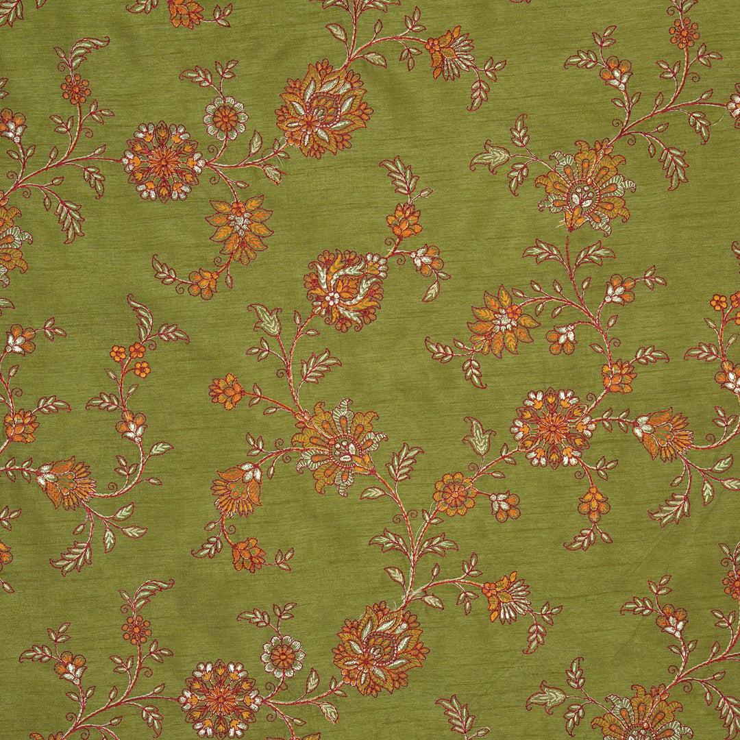 Kriti Jaal on Olive Dola Silk Embroidered Fabric