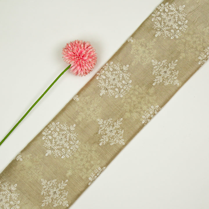 Raima Buta on Natural Munga Silk Embroidered Fabric