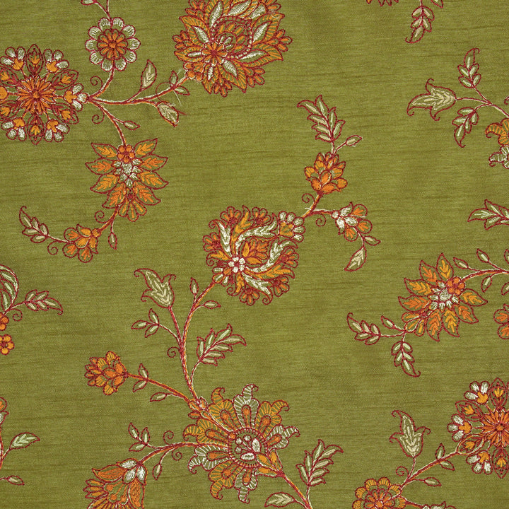 Kriti Jaal on Olive Dola Silk Embroidered Fabric