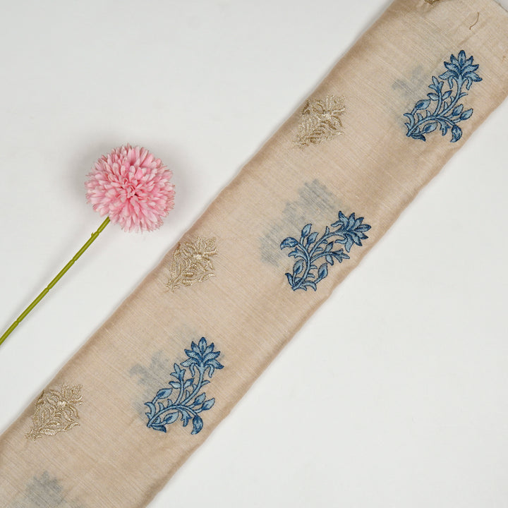 Reeha Buta on Natural Munga Silk Embroidered Fabric