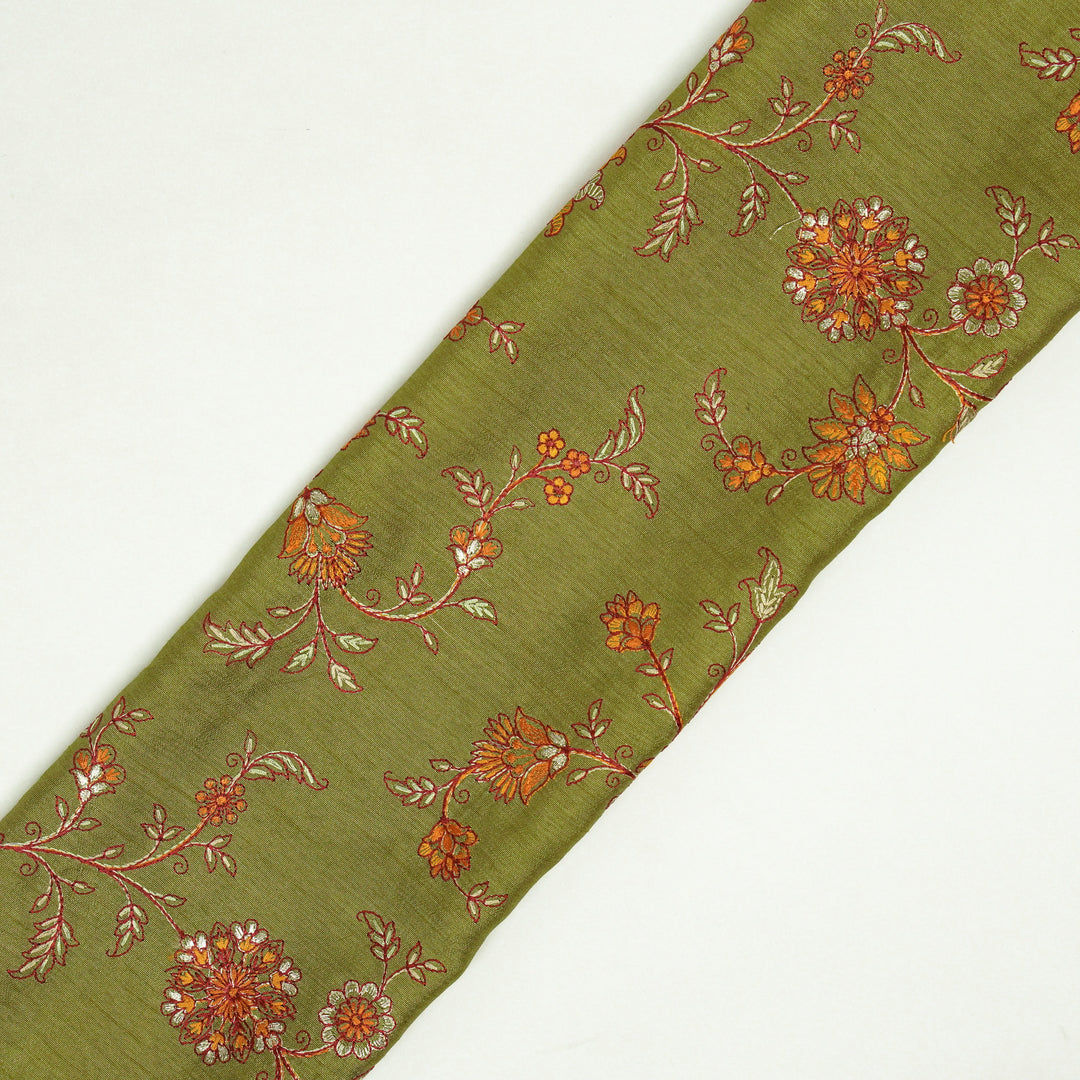 Kriti Jaal on Olive Dola Silk Embroidered Fabric