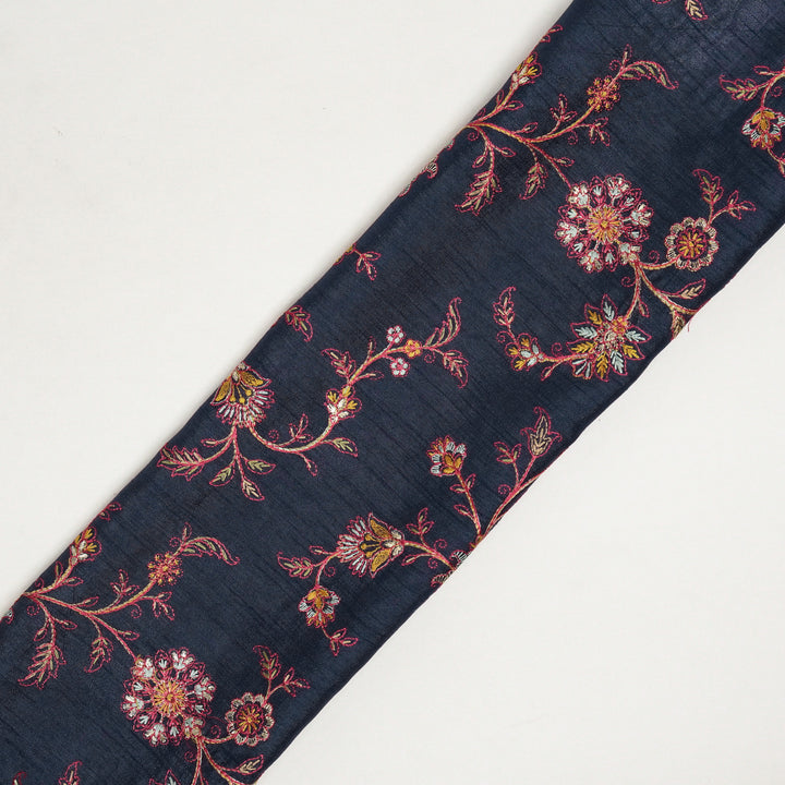 Kriti Jaal on Navy Blue Dola Silk Embroidered Fabric