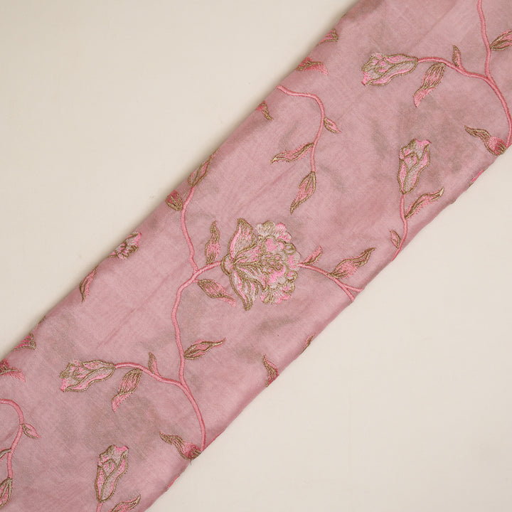 Samaya Jaal on Pink Silk Chanderi Embroidered Fabric