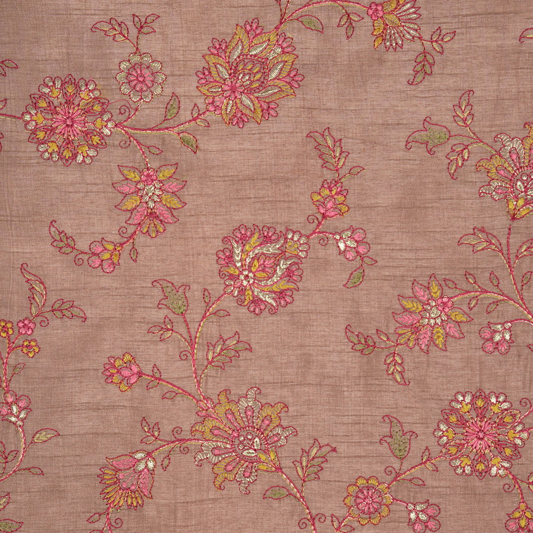 Kriti Jaal on Onion  Dola Silk Embroidered Fabric
