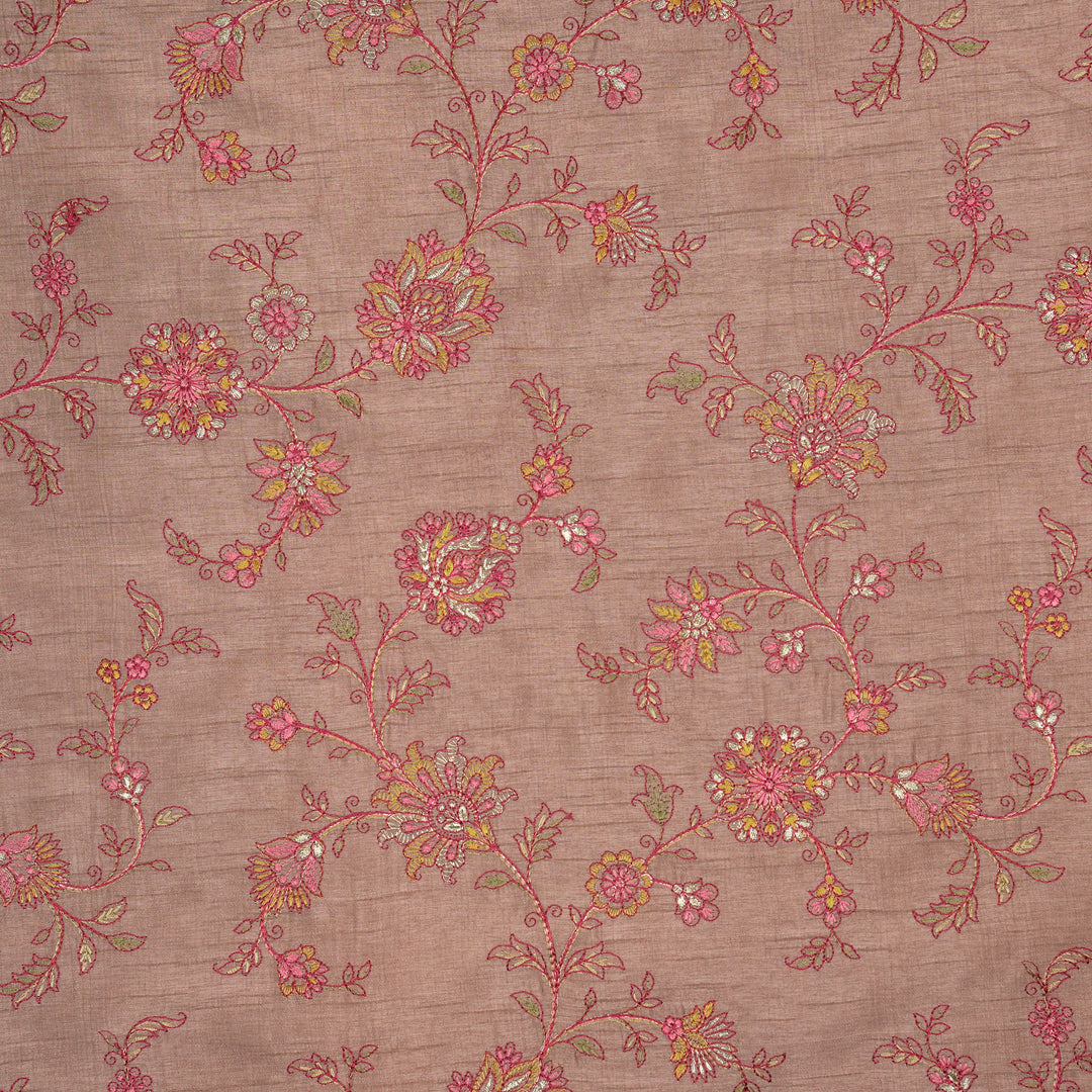 Kriti Jaal on Onion  Dola Silk Embroidered Fabric