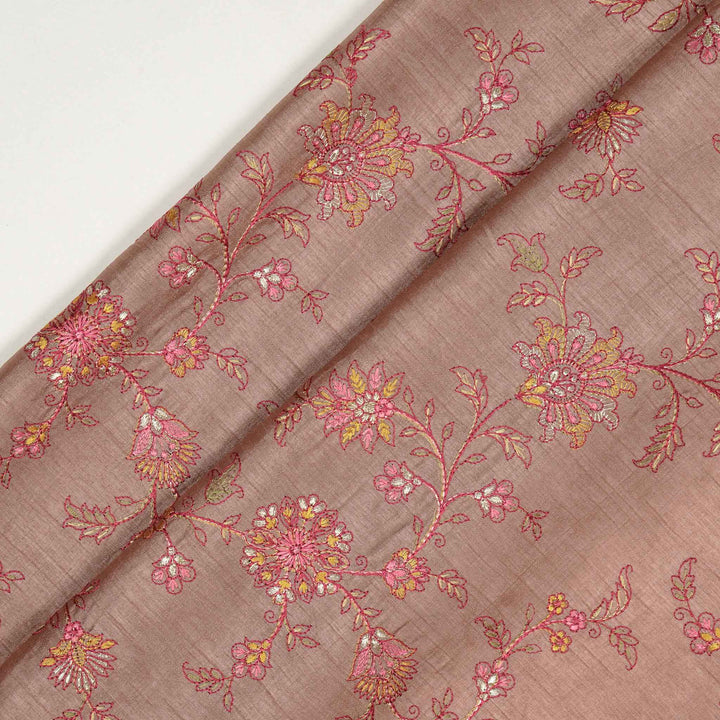 Kriti Jaal on Onion Semi Raw Silk Embroidered Fabric