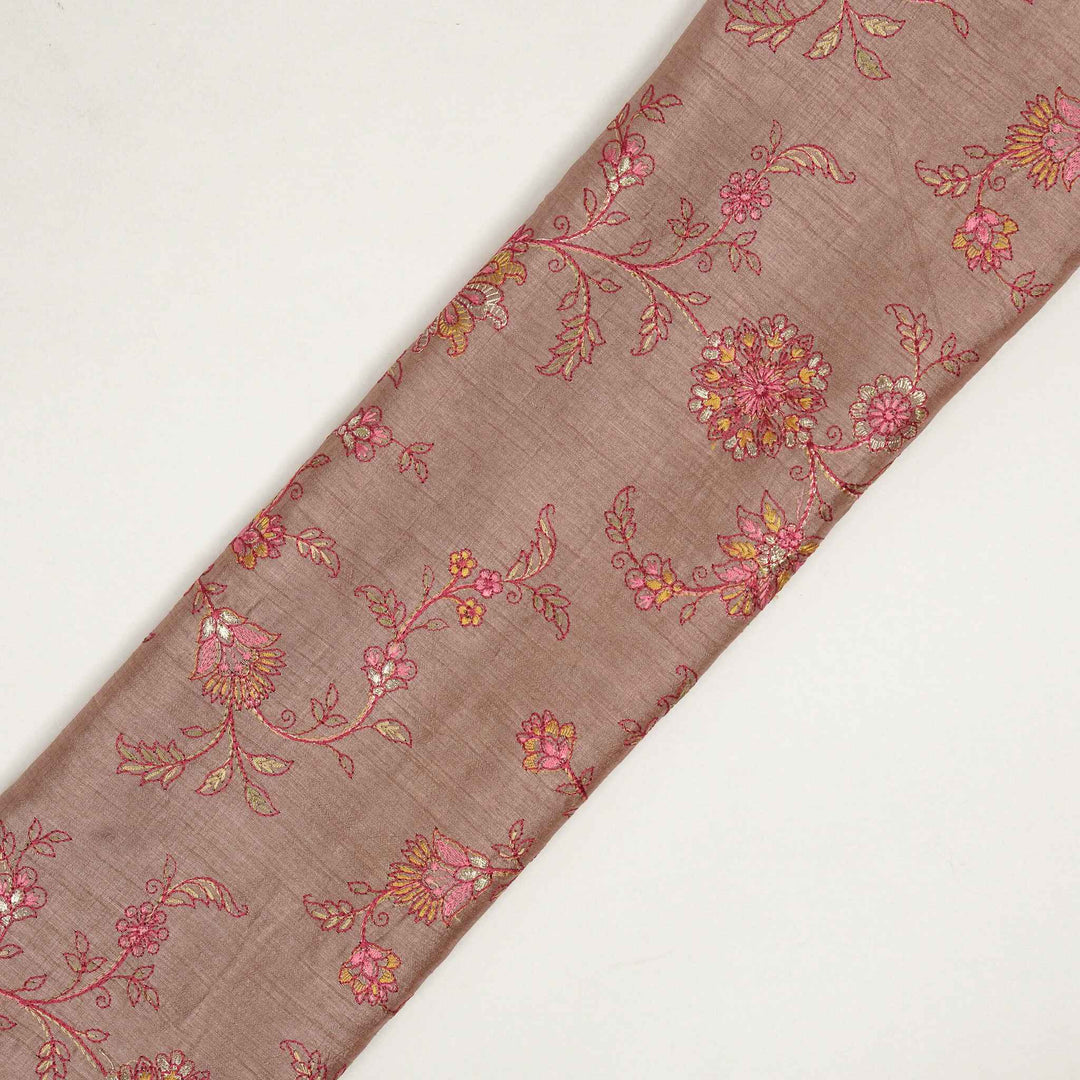Kriti Jaal on Onion Semi Raw Silk Embroidered Fabric
