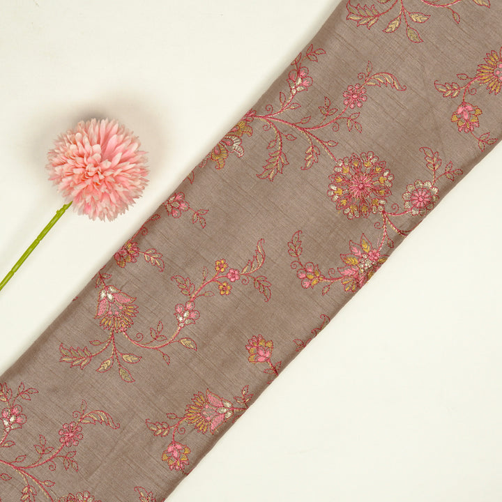 Kriti Jaal on Onion  Dola Silk Embroidered Fabric