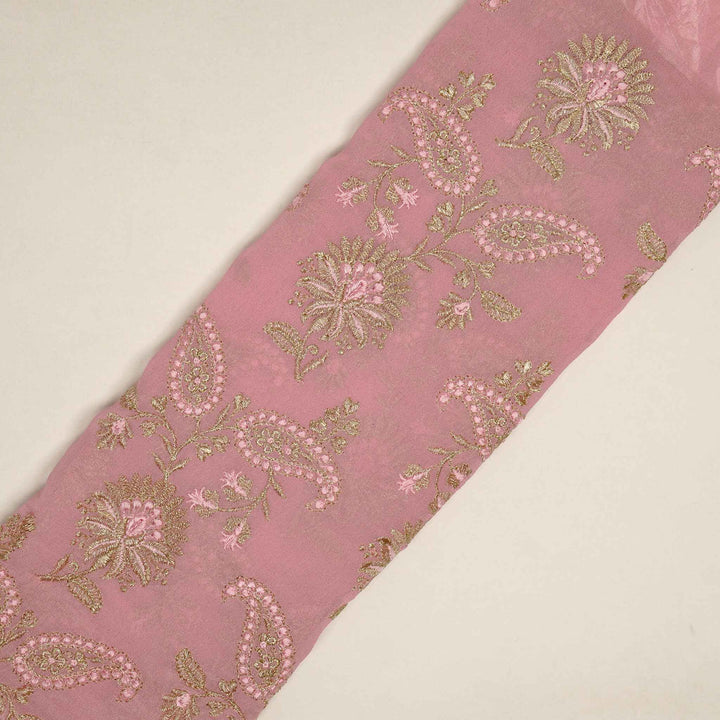 Fulva Jaal on Dusky Pink Georgette Embroidered Fabric