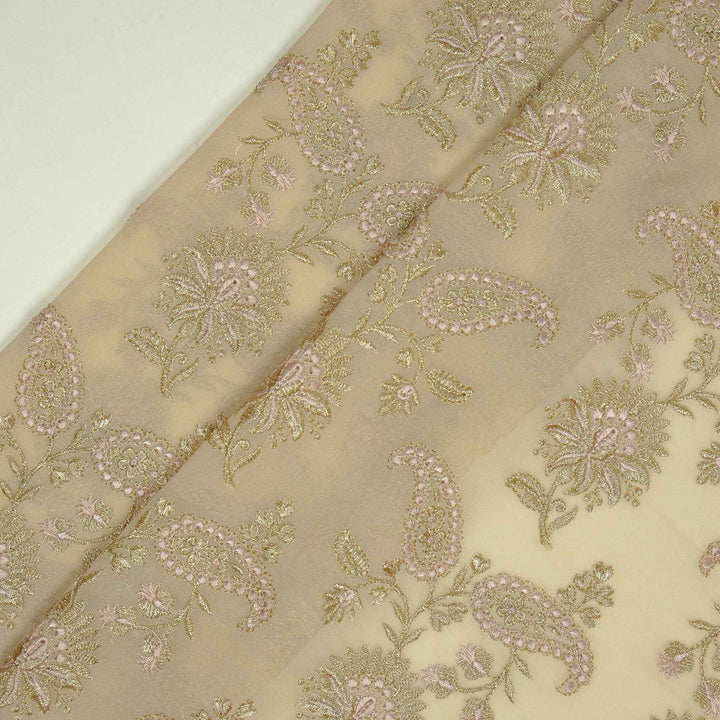 Fulva Jaal on Skin Georgette Embroidered Fabric