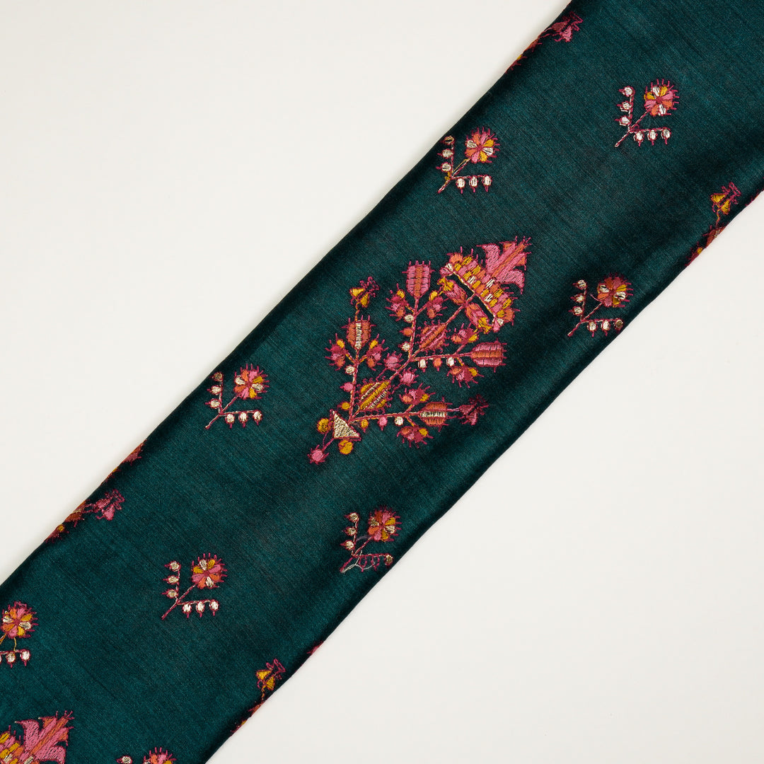 Rafa Mix Buta on Teal Blue Luxe Silk Chanderi Embroidered Fabric