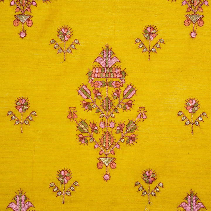 Rafa Mix Buta on Gold Luxe Silk Chanderi Embroidered Fabric