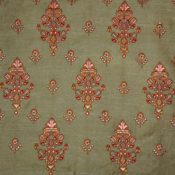 Rafa Mix Buta on Mouse Luxe Silk Chanderi Embroidered Fabric