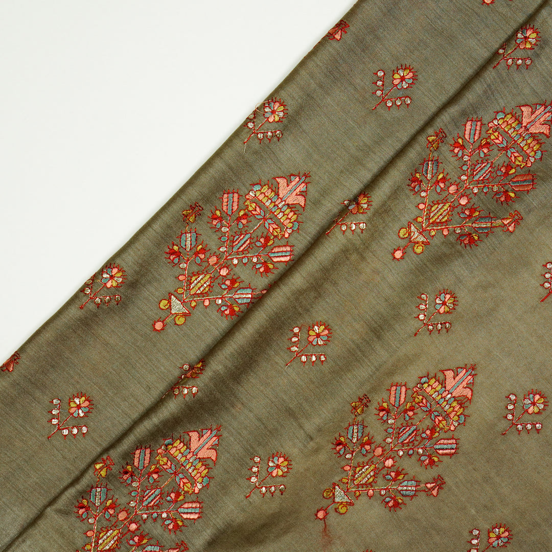 Rafa Mix Buta on Mouse Luxe Silk Chanderi Embroidered Fabric