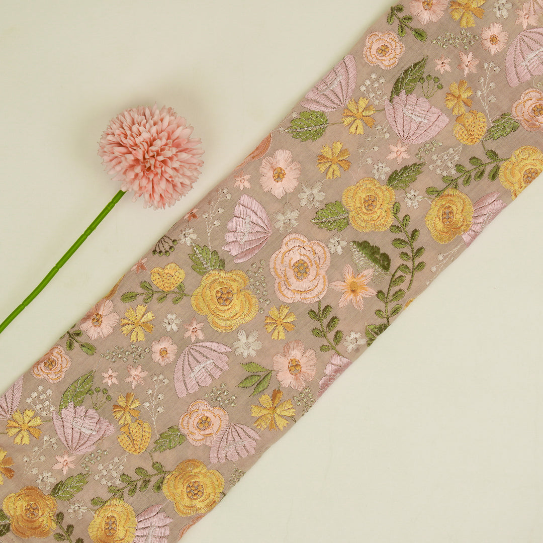 Waha Jaal on Blush Silk Chanderi Embroidered Fabric