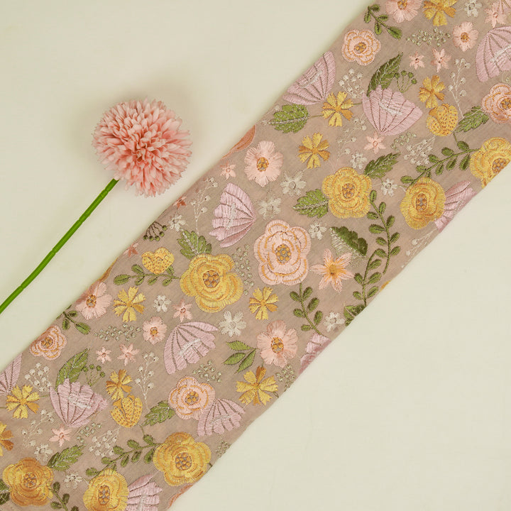Waha Jaal on Blush Silk Chanderi Embroidered Fabric