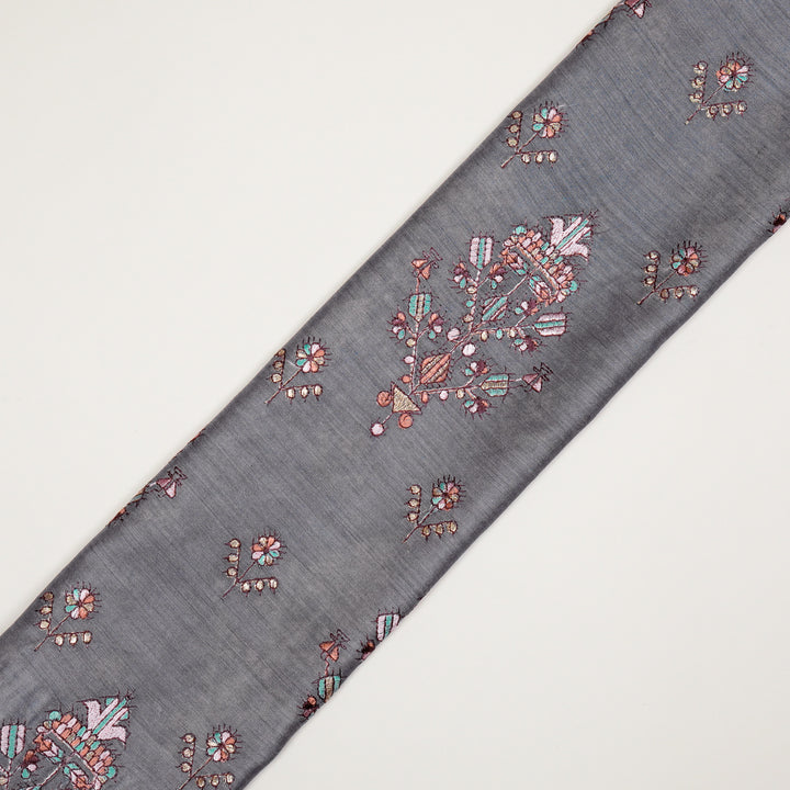 Rafa Mix Buta on Mauve Luxe Silk Chanderi Embroidered Fabric