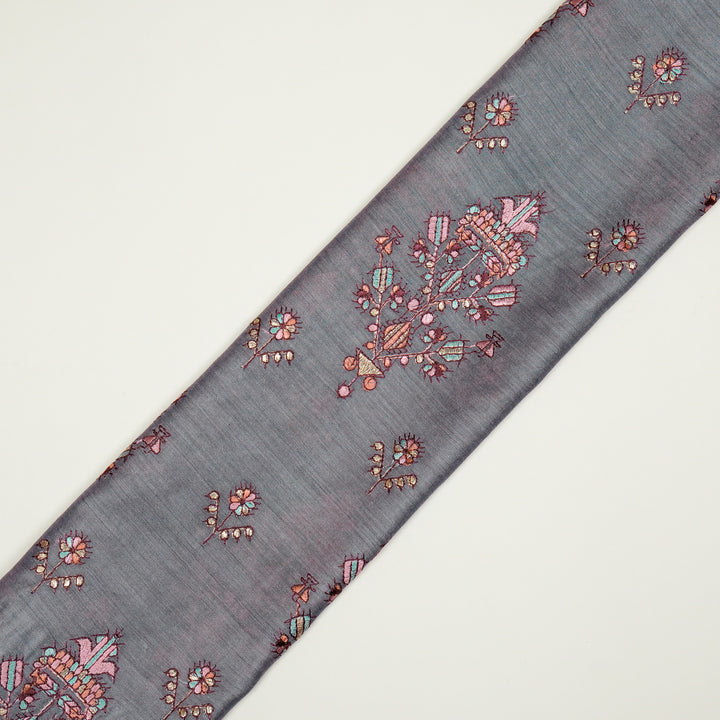 Rafa Mix Buta on Mauve Luxe Silk Chanderi Embroidered Fabric