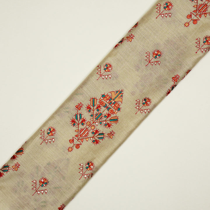 Rafa Mix Buta on Light Beige  Luxe Silk Chanderi Embroidered Fabric