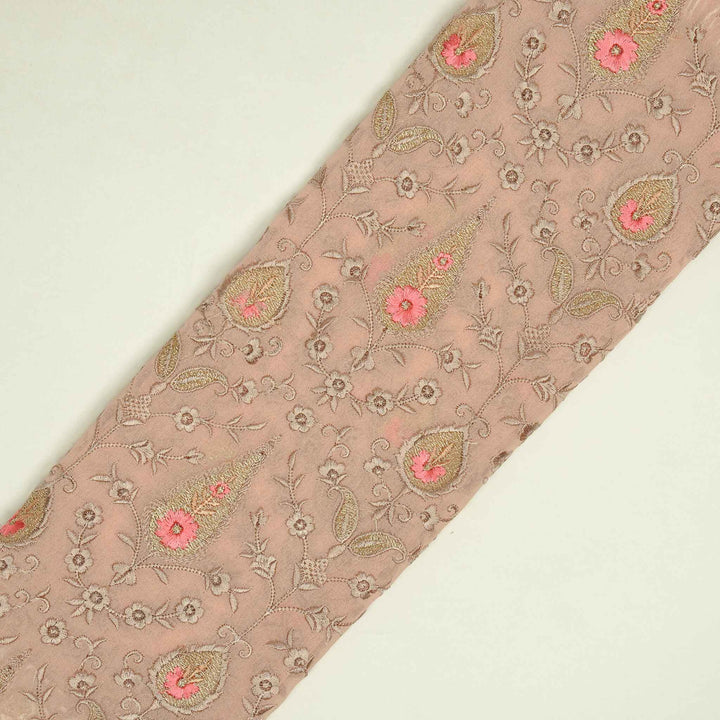 Drishti Jaal on Light Peach Georgette Embroidered Fabric
