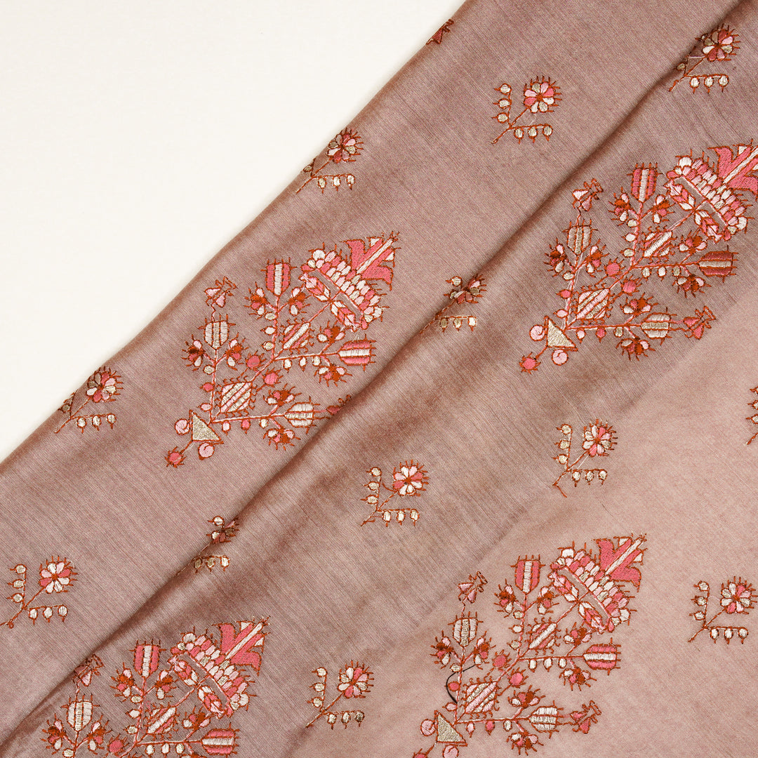 Rafa Mix Buta on Onion Luxe Silk Chanderi Embroidered Fabric