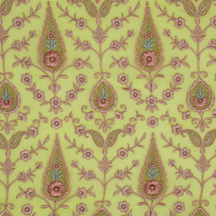 Drishti Jaal on Lemon Georgette Embroidered Fabric