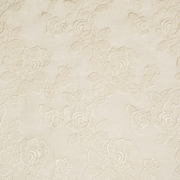 Ivory Silk Chanderi Manasvi Jaal Embroidered Fabric