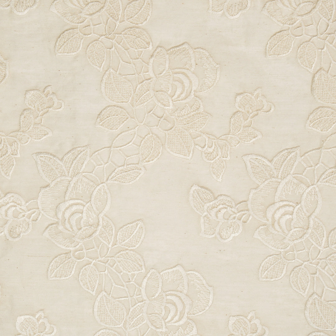Ivory Silk Chanderi Manasvi Jaal Embroidered Fabric
