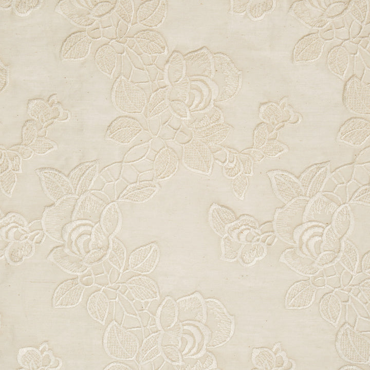 Ivory Silk Chanderi Manasvi Jaal Embroidered Fabric