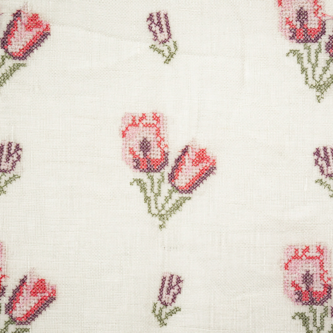 Asma Buti on Ivory Gauged Linen