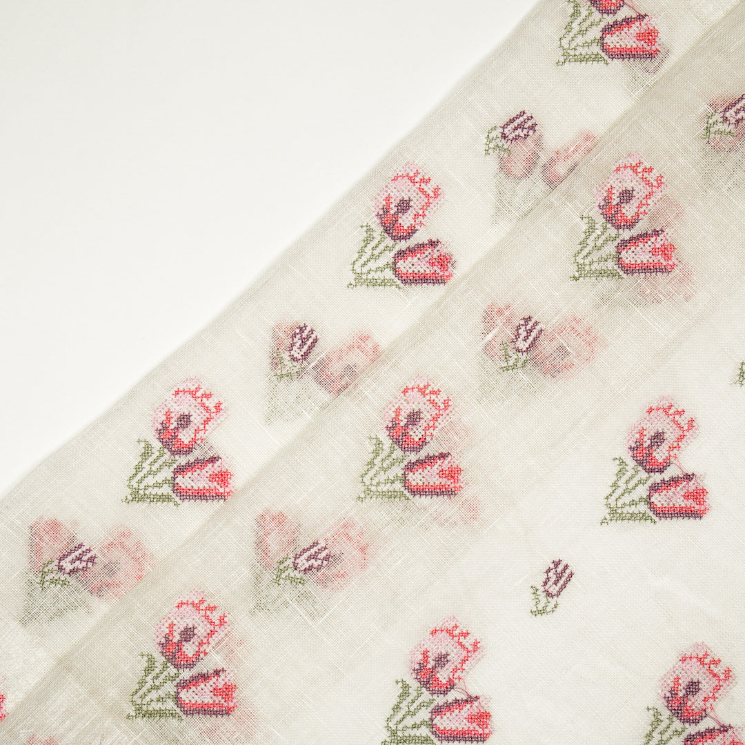 Asma Buti on Ivory Gauged Linen