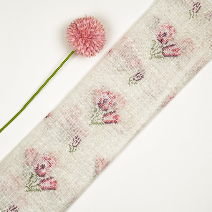 Asma Buti on Ivory Gauged Linen