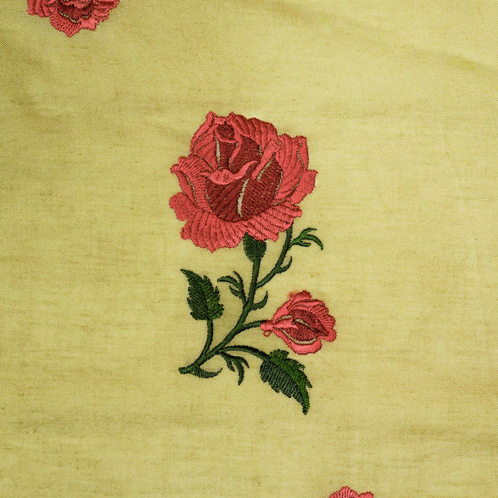 Shaima Buta on Dusky Lemon Cotton Linen Embroidered Fabric