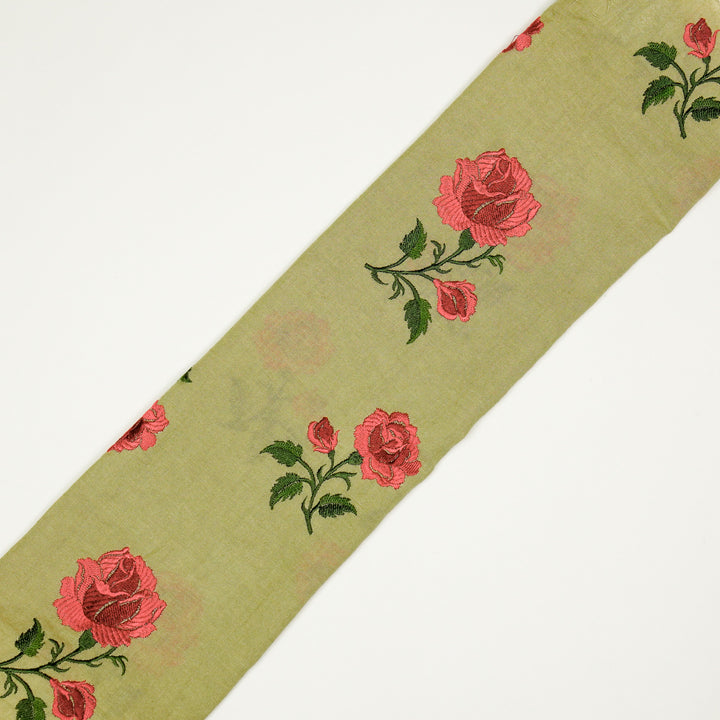 Shaima Buta on Dusky Lemon Cotton Linen Embroidered Fabric