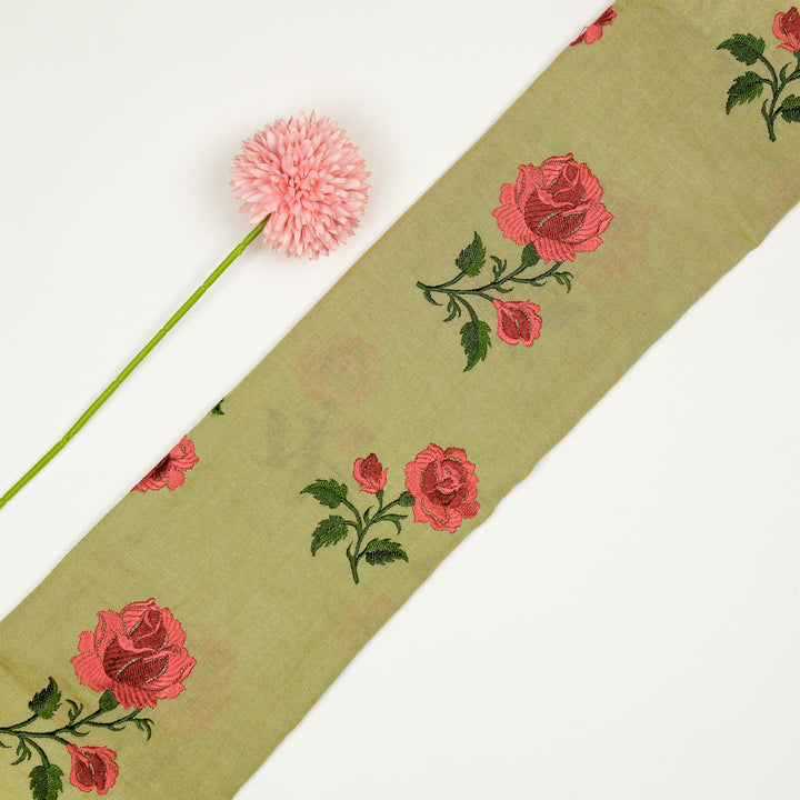 Shaima Buta on Dusky Lemon Cotton Linen Embroidered Fabric