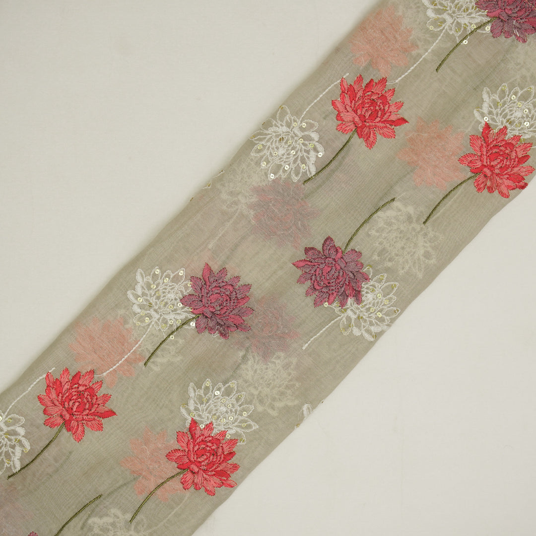 Nahla Buta on Ecru Cotton Silk Embroidered Fabric