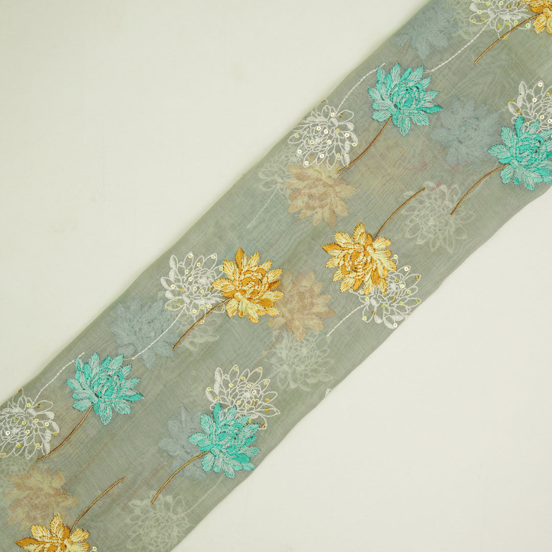 Nahla Buta on Light Grey Cotton Silk Embroidered Fabric