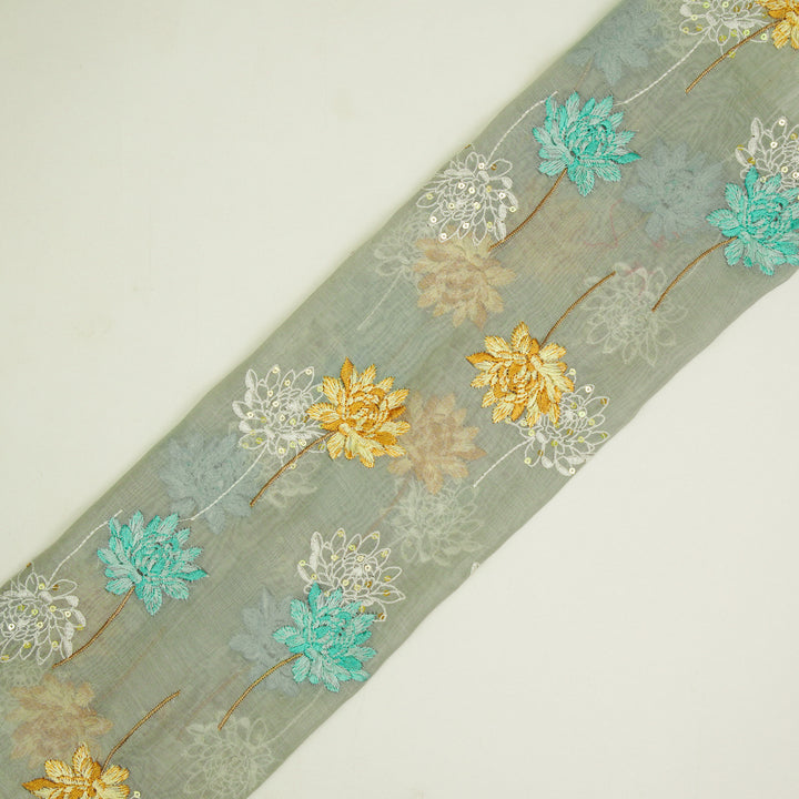 Nahla Buta on Light Grey Cotton Silk Embroidered Fabric
