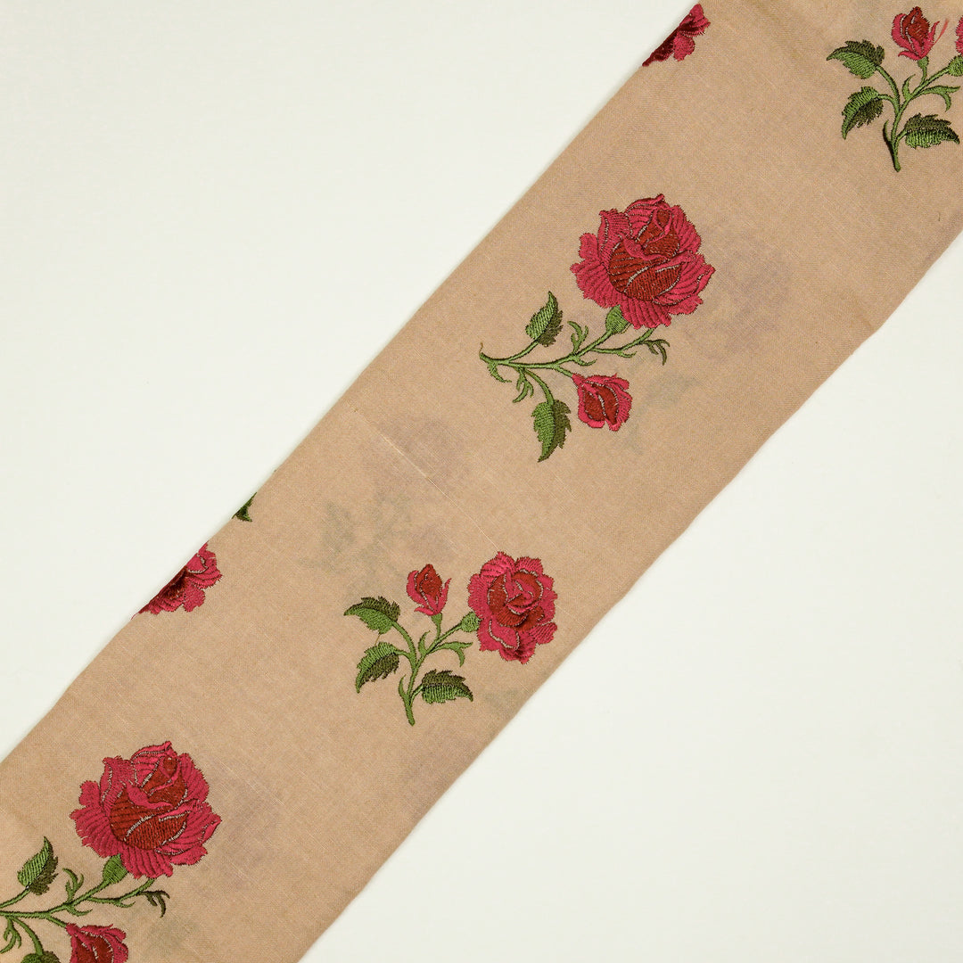 Shaima Buta on Peach Cotton Linen Embroidered Fabric