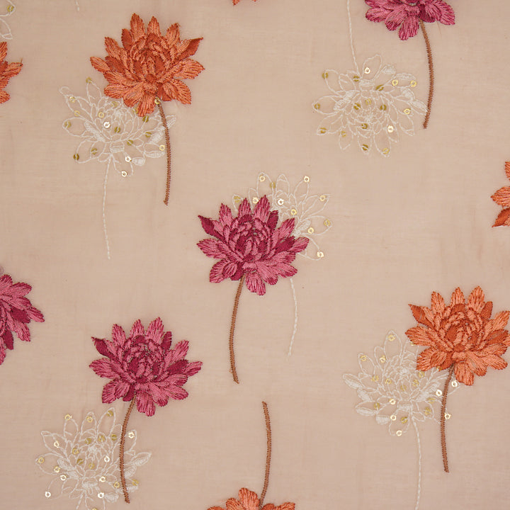 Nahla Buta on Blush Cotton Silk Embroidered Fabric